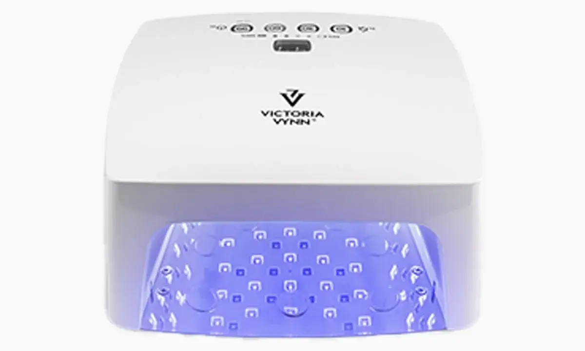 Biała lampa multiled Victoria Vynn z niebieskim podświetleniem LED, idealna do utwardzania lakierów hybrydowych.