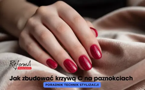 Dłoń z idealnie wykonaną krzywą C na paznokciach. Poradnik stylizacji.