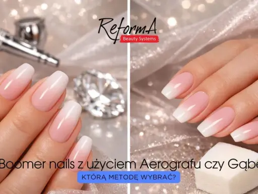 Delikatne naturalne paznokcie baby boomer, wykonane aerografem lub gąbeczką.