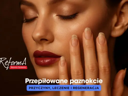 Kobieta z przepiłowanymi bokami paznokcia, ukazująca problem i potrzebę regeneracji.