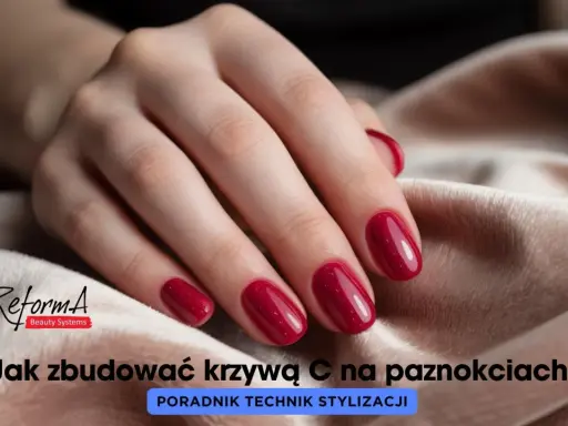 Dłoń z idealnie wykonaną krzywą C na paznokciach. Poradnik stylizacji.