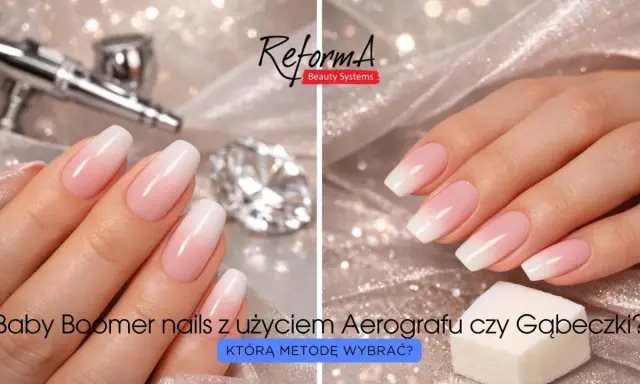 Delikatne naturalne paznokcie baby boomer, wykonane aerografem lub gąbeczką.