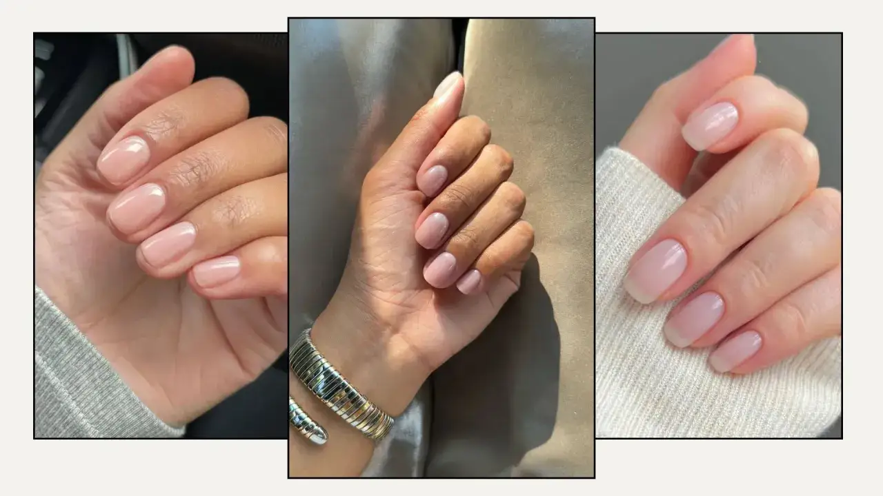 Dłonie z idealnym manicure, gdzie paznokcie na kt&oacute;rych nie widac odrostu, lśnią delikatnym, naturalnym kolorem.