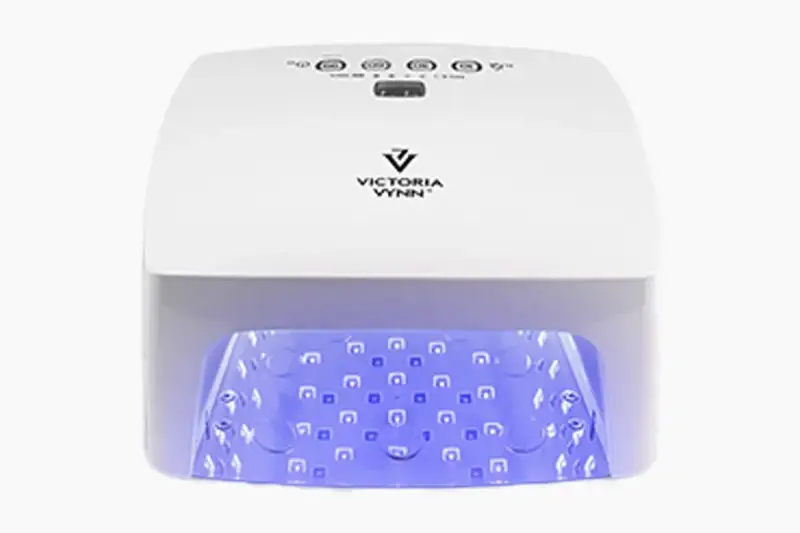 Biała lampa multiled Victoria Vynn z niebieskim podświetleniem LED, idealna do utwardzania lakierów hybrydowych.